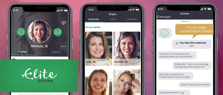 Screenshots EliteDating app