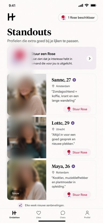 Hinge Standouts en Roses gebruiken