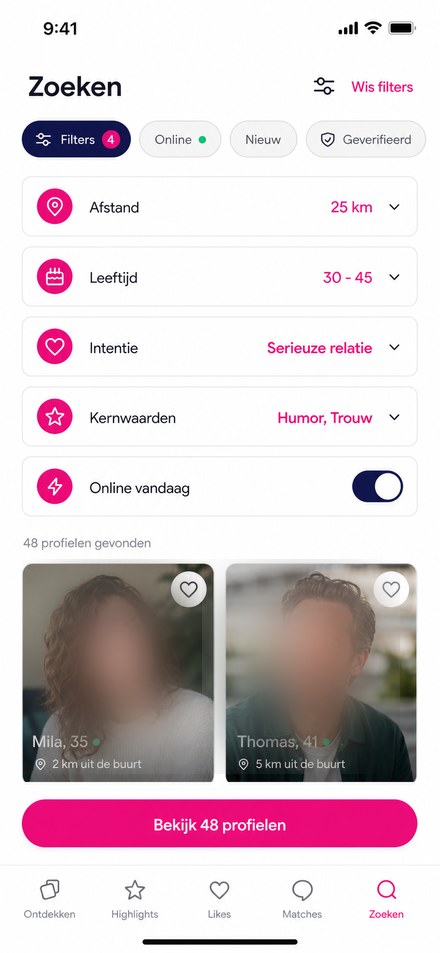 Lexa zoeken en filters gebruiken