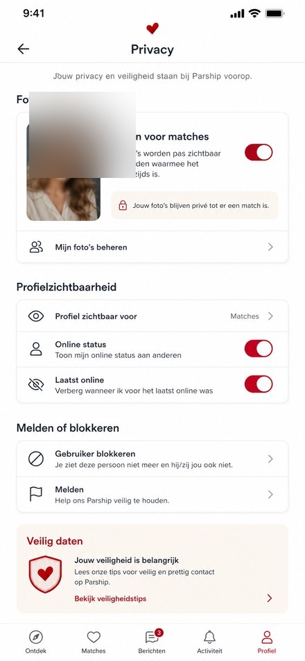 Parship privacy en foto vrijgeven
