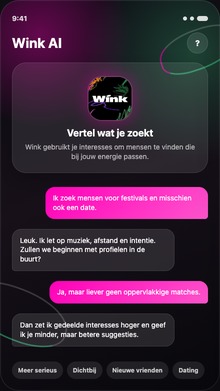 Wink AI chat voorbeeld