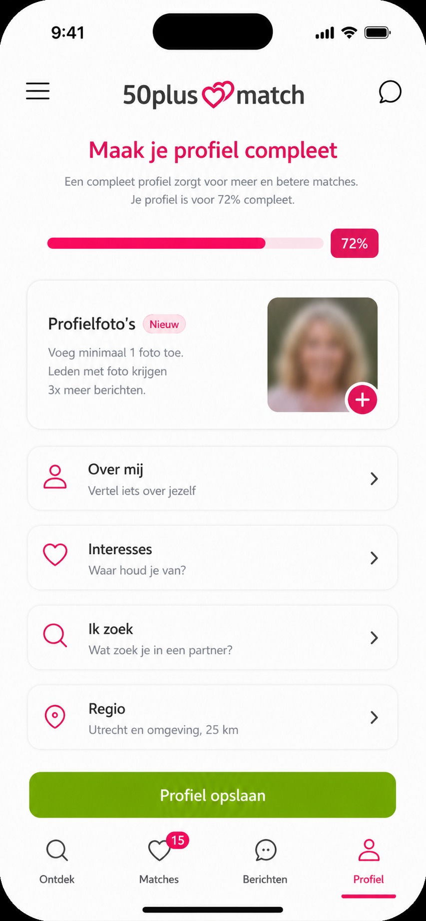 50plusmatch profiel invullen en compleet maken