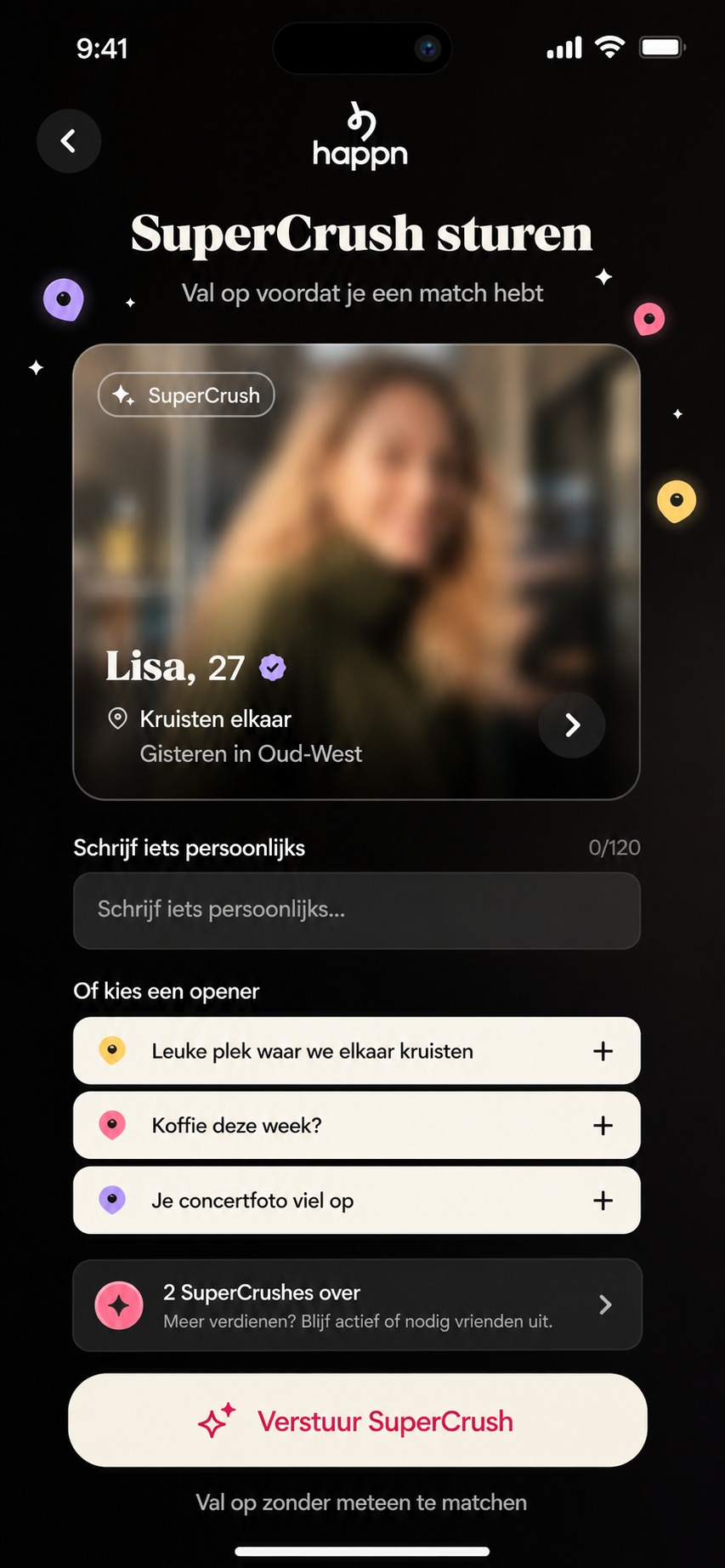 Happn SuperCrush sturen om op te vallen